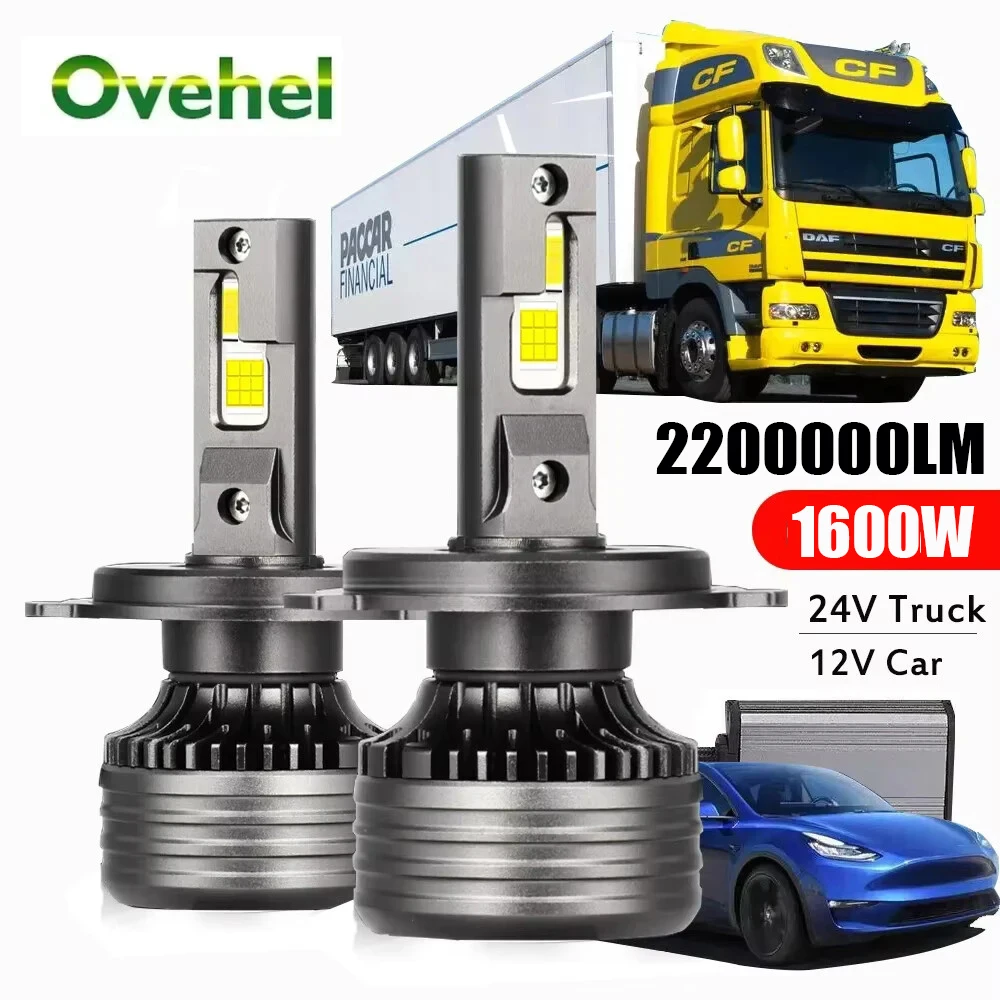 

OVEHEL H7 LED H4 LED Bulbs Headlight H11 HB4 9006 HB3 9005 Canbus 1600W 2200000LM Auto Moto 12V Car 8875 CHIP 24v For Truck