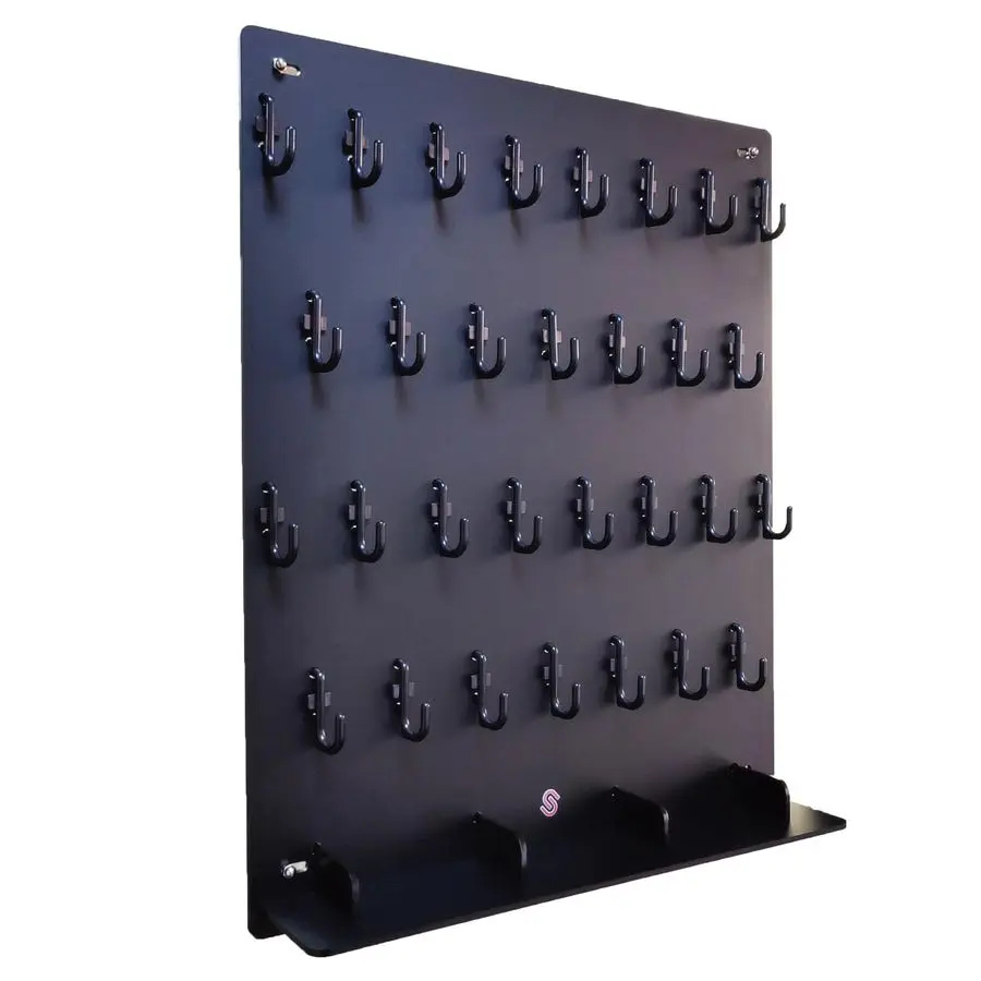 

P0004 Акриловая настенная доска для ключей с улучшенной толстой застежкой, 14,3 x 18,3 дюйма, с 30 крючками для гаража, автосалона