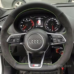 For Audi TT 2008-2023 Interior Hand-sewn Non-slip Durable Suede Leather Car Steering Wheel Cover Modified Auto Accessories