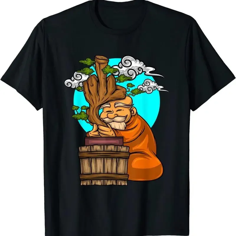 New Limited Bonsai Tree Monk Middle Finger Create T Shirt