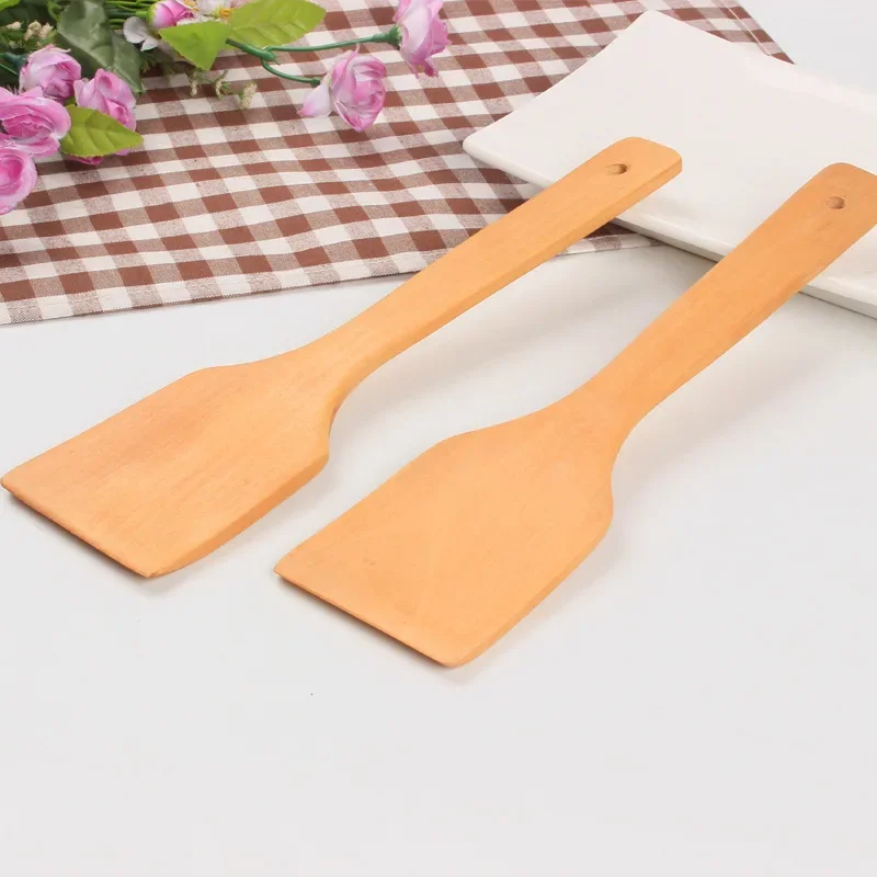 

2PCS 28CM Natural Wooden Turners Long-handled Wood Shovel Spatula Rice Scoop Shovel Kitchen Utensil Cooking Tools KC 1420