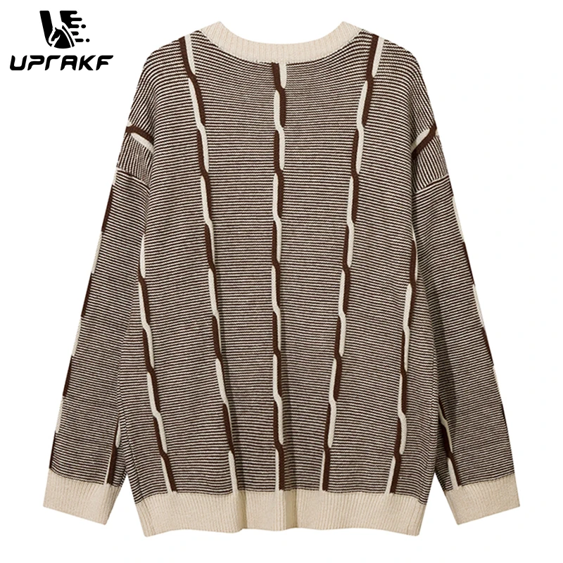 UPRAKF Rabbit Pattern Sweater Loose Pullover Winter Tops Autumn Fashion Streetwear Long Sleeve