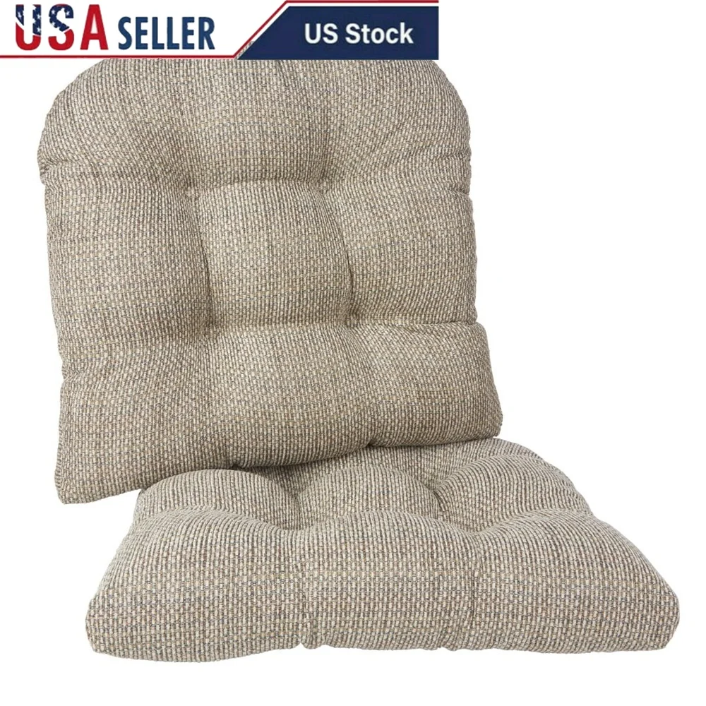 

Non-Slip Gripper Dining Chair Cushions Set of 2 Overstuffed CloudFill Tufted Fabric Home Office Indoor Outdoor Use
