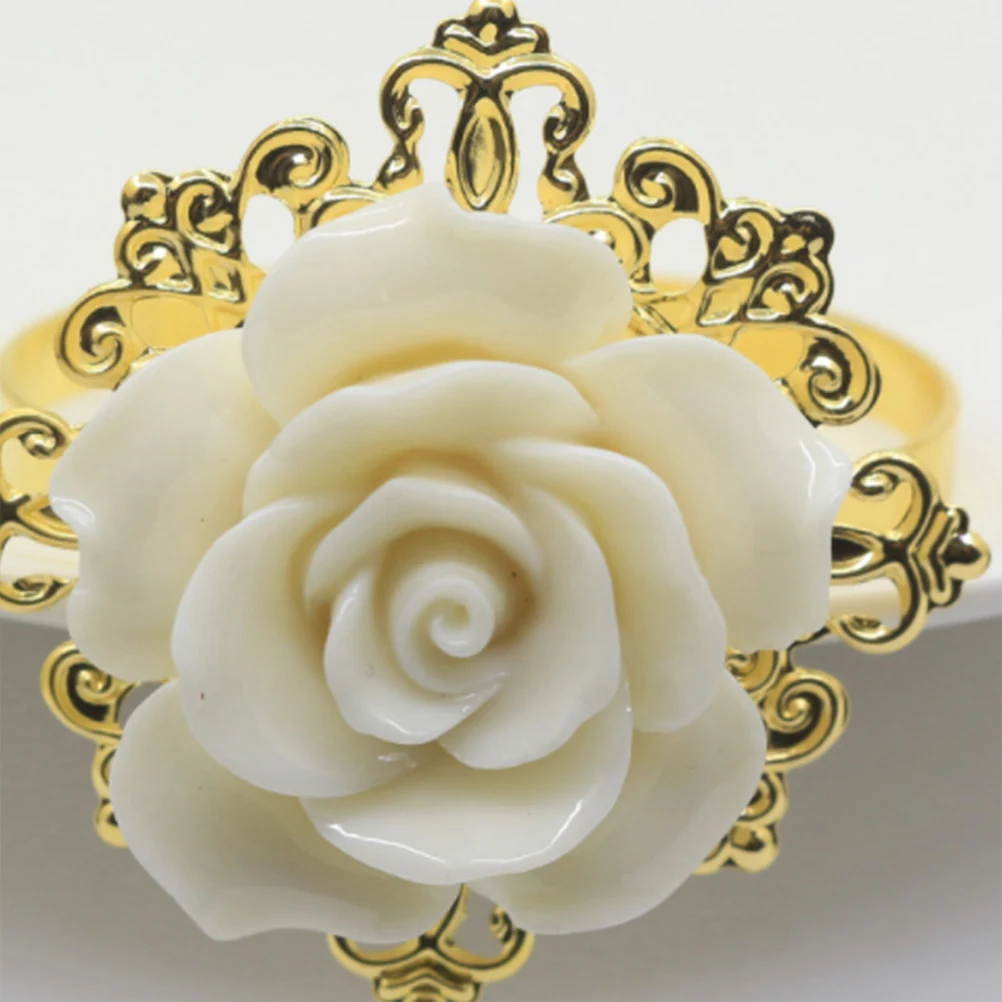 

8 Pcs Napkin Ring Rose Shape Design Iron Rings European Style Decorative Holders