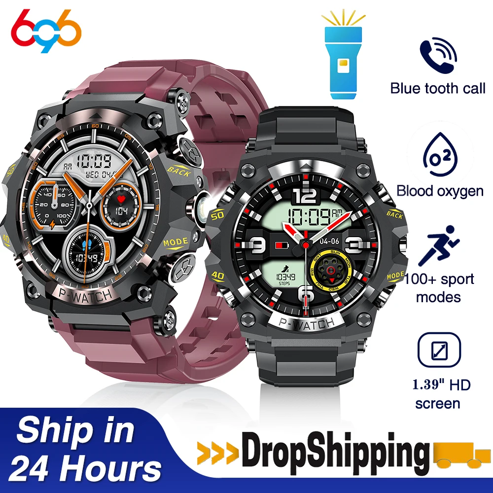 

Flashlight Outdoor Sports Smart Watches Men Compass Sleep Health Monitoring Message Push Blue Tooth Call Smartwatch Waterproof