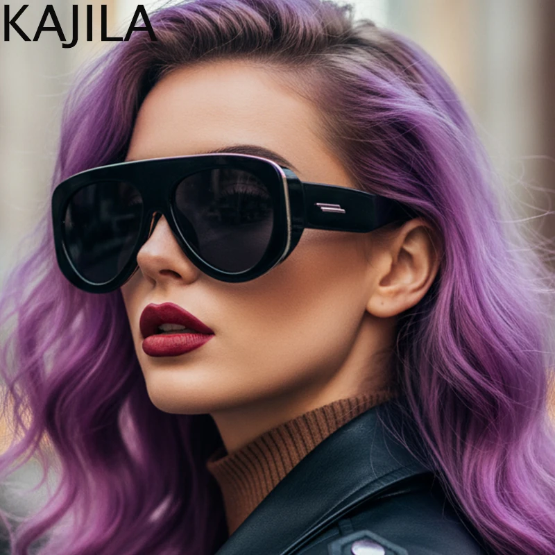 المتضخم البيضاوي الطيار درع النظارات الشمسية النساء كبيرة 2025 العلامة التجارية الفاخرة الرجعية Y2K الشرير مرآة نظارات شمسية للسيدات ظلال UV400