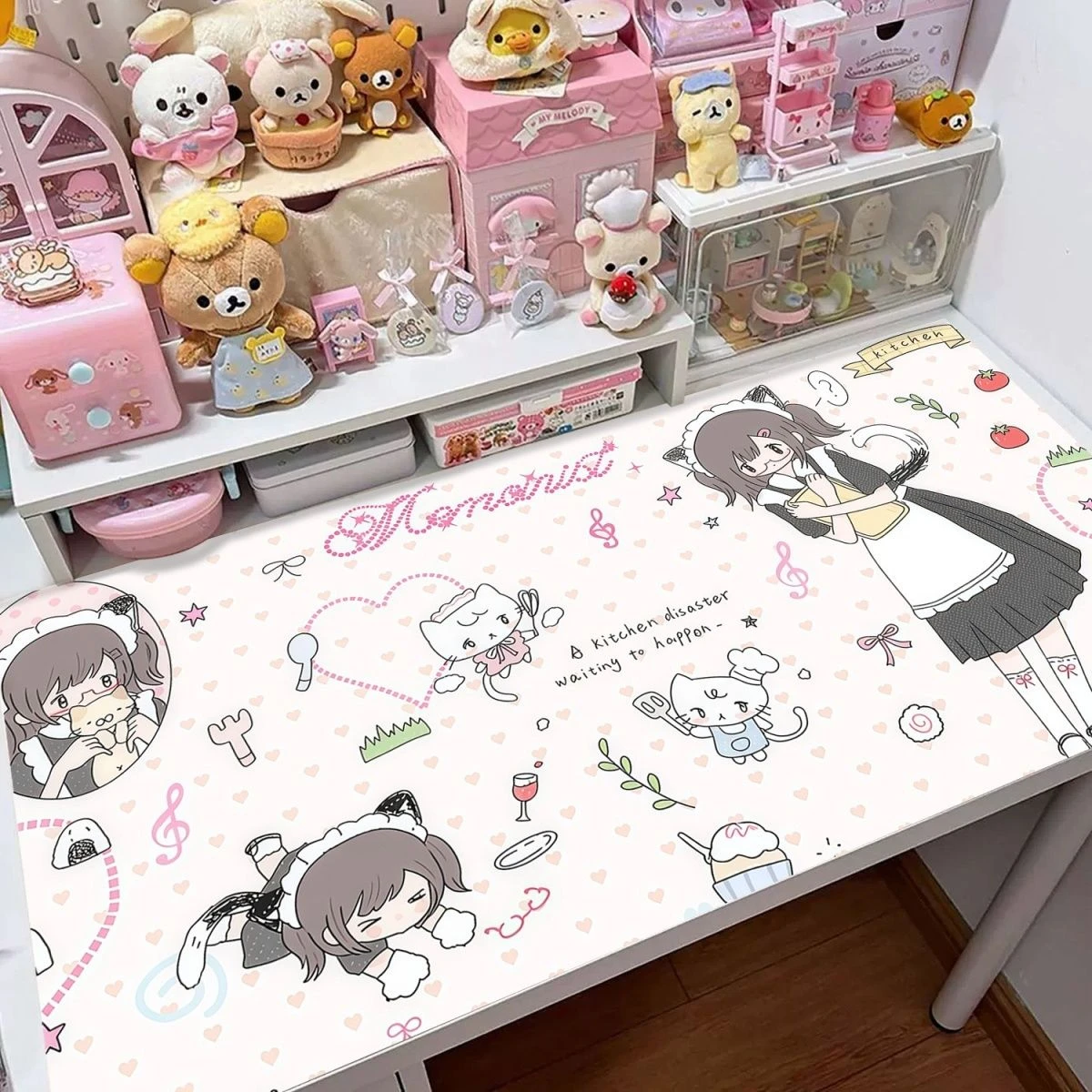 Cute Girl Polka Dot Star Pu Leather Mouse Pad Waterproof Desk Mat Y2K Protective Game Keyboard For Dorm & Vanity Table Mat Decor