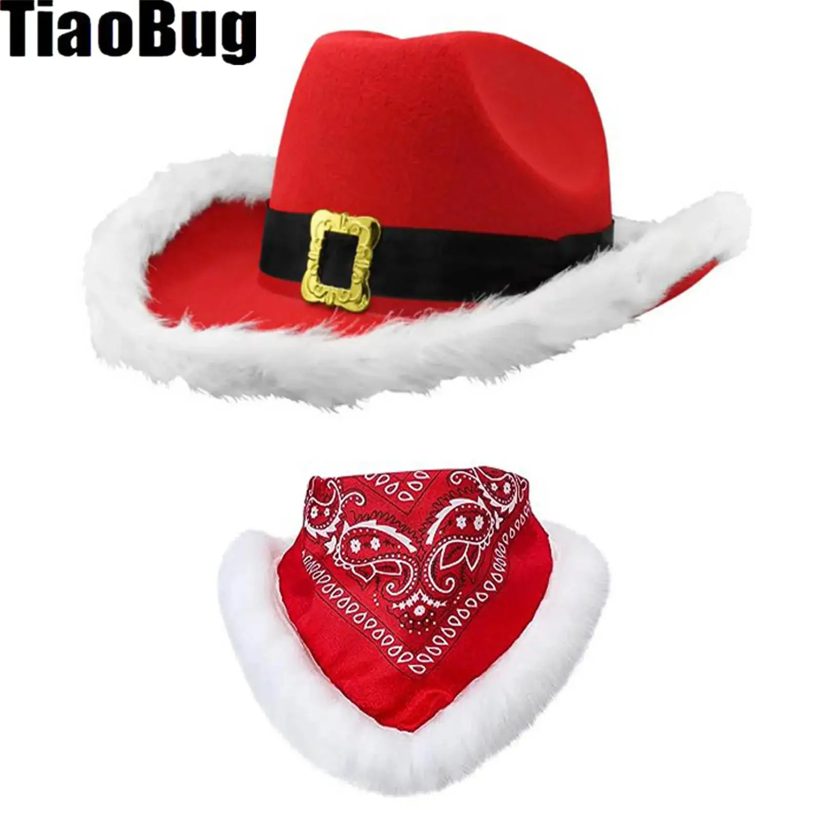 

Christmas Cowgirl Hat And Scarf Party Set Photo Shoot Props Christmas Santa Cosplay Costume Stylish Scarf Hat