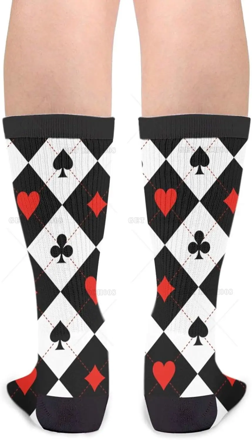 Poker Card Unisex Novelty Crew Sock for Man Women Casual Funny Crazy Dress Socks One Size Print Funny Socks