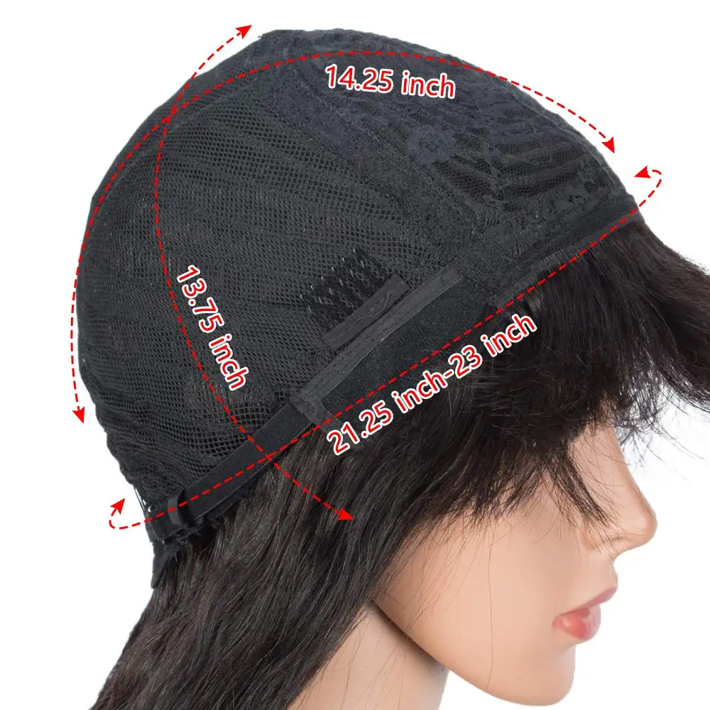 Parrucca Bang Densità 180% Parrucca per capelli umani Parrucca per capelli umani con frangia Parrucca 100% capelli umani Remy brasiliani per le donne 26 pollici