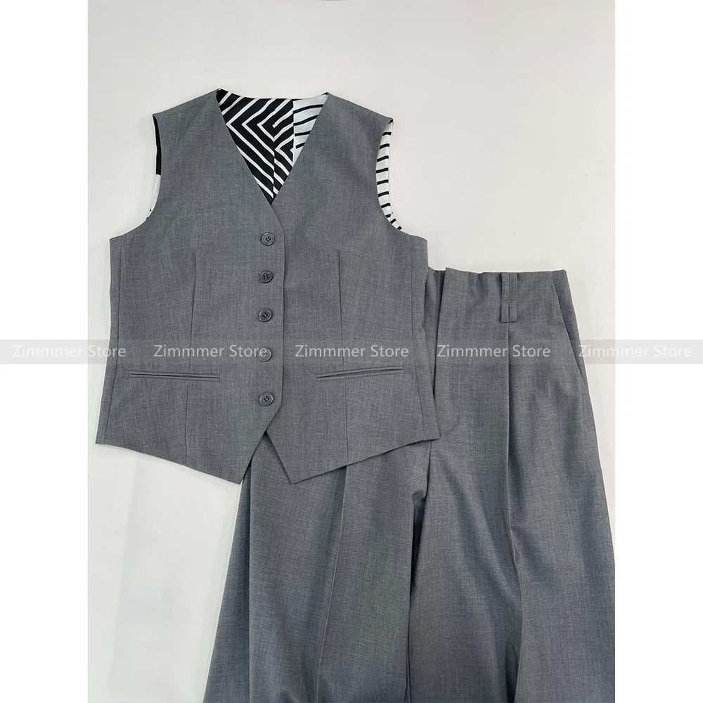 

Suit Vest Women 2024 Summer New Reversible Striped Ladies Gentlemen Suit Vests