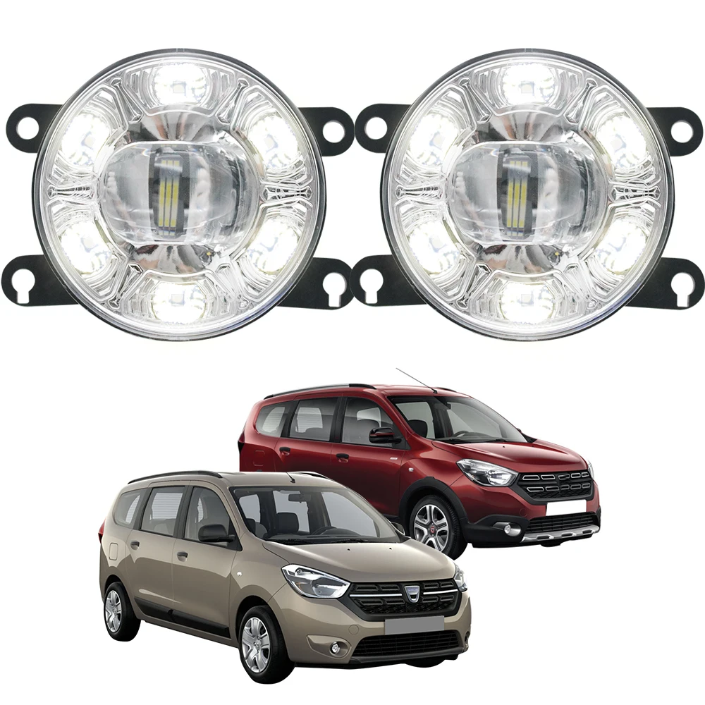 Led Fog Lights Assembly Headlights for Dacia Dokker Renault Lodgy Stepway with Lens + Car DRL Daytime Running Lamp PTF Accessory