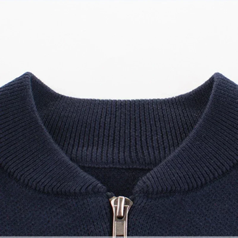 Children\'s Clothing 2024 Winter New Boys Sweaters Casual Long Sleeve V-Neck Knit Sweater Cardigan Warm Stripe Zipper Kids Coats