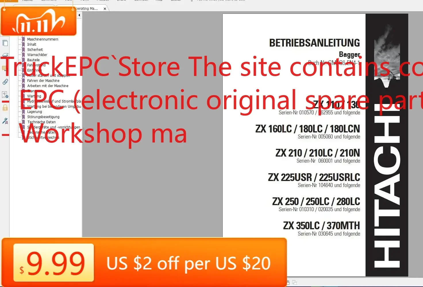 

Экскаватор TruckEPC Hitachi 26,5 ГБ DVD Обновлен в формате PDF [7,2020] Майстерня и техническое руководство и схема проводки