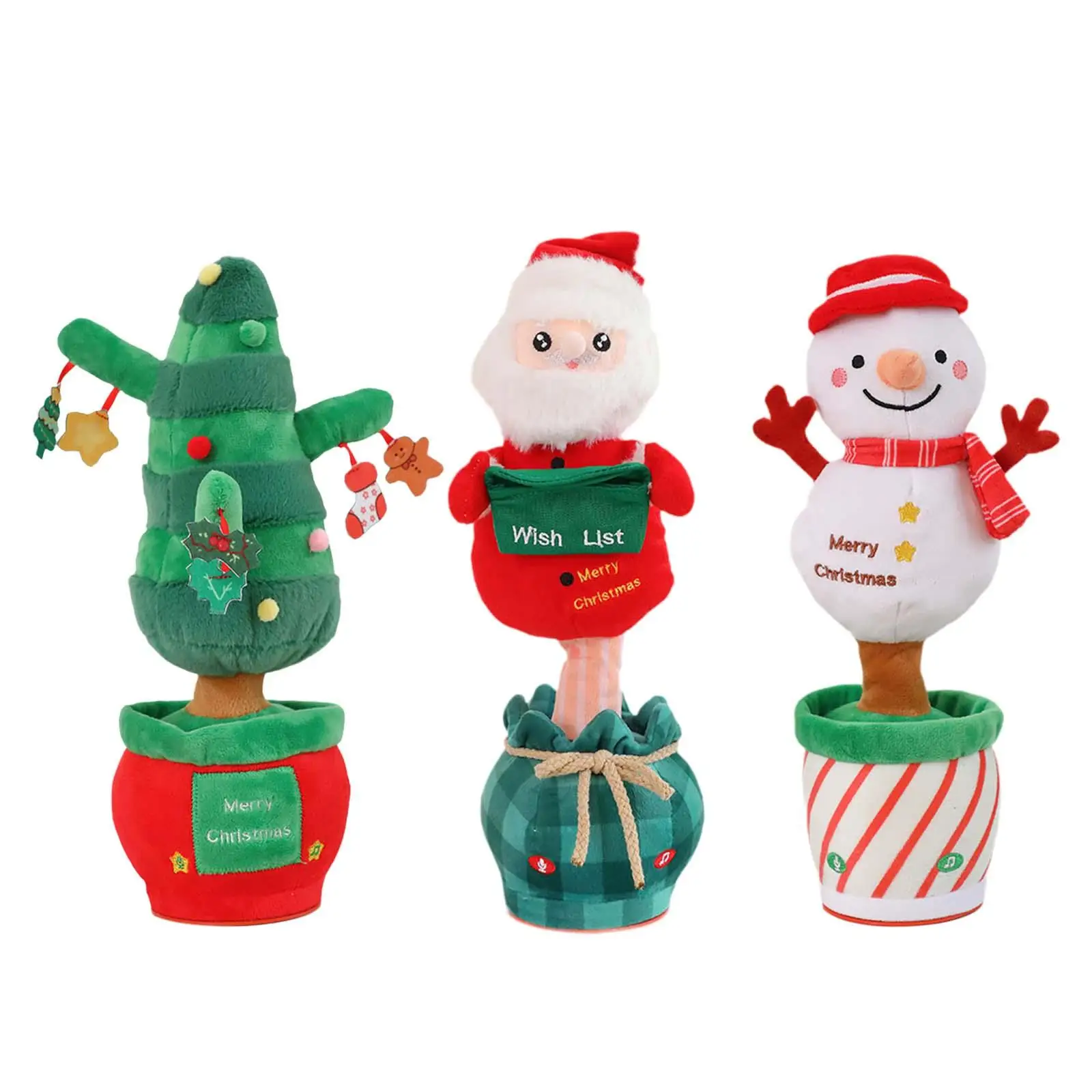 Christmas Plush Toy Christmas Table Decoration Singing Repeats What You Say Musical Interactive Cute for Girls Boys Dancing Toy