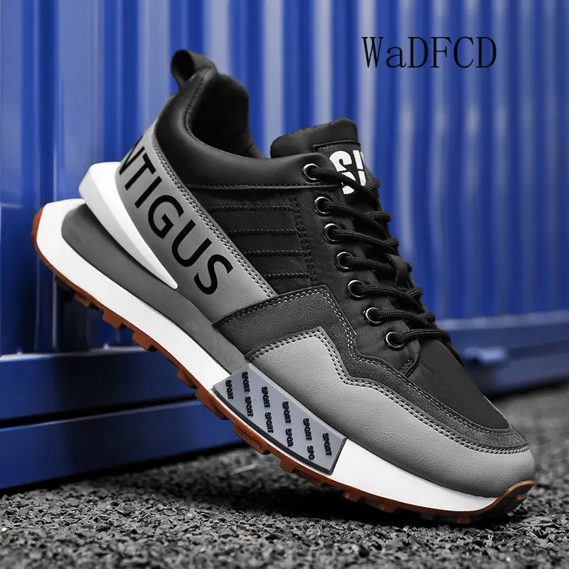 Chunky Sneakers Men Women Retro Running Shoes Fashion Casual Genuine Leather Fabric Breathable Height Increased Platform Shoes