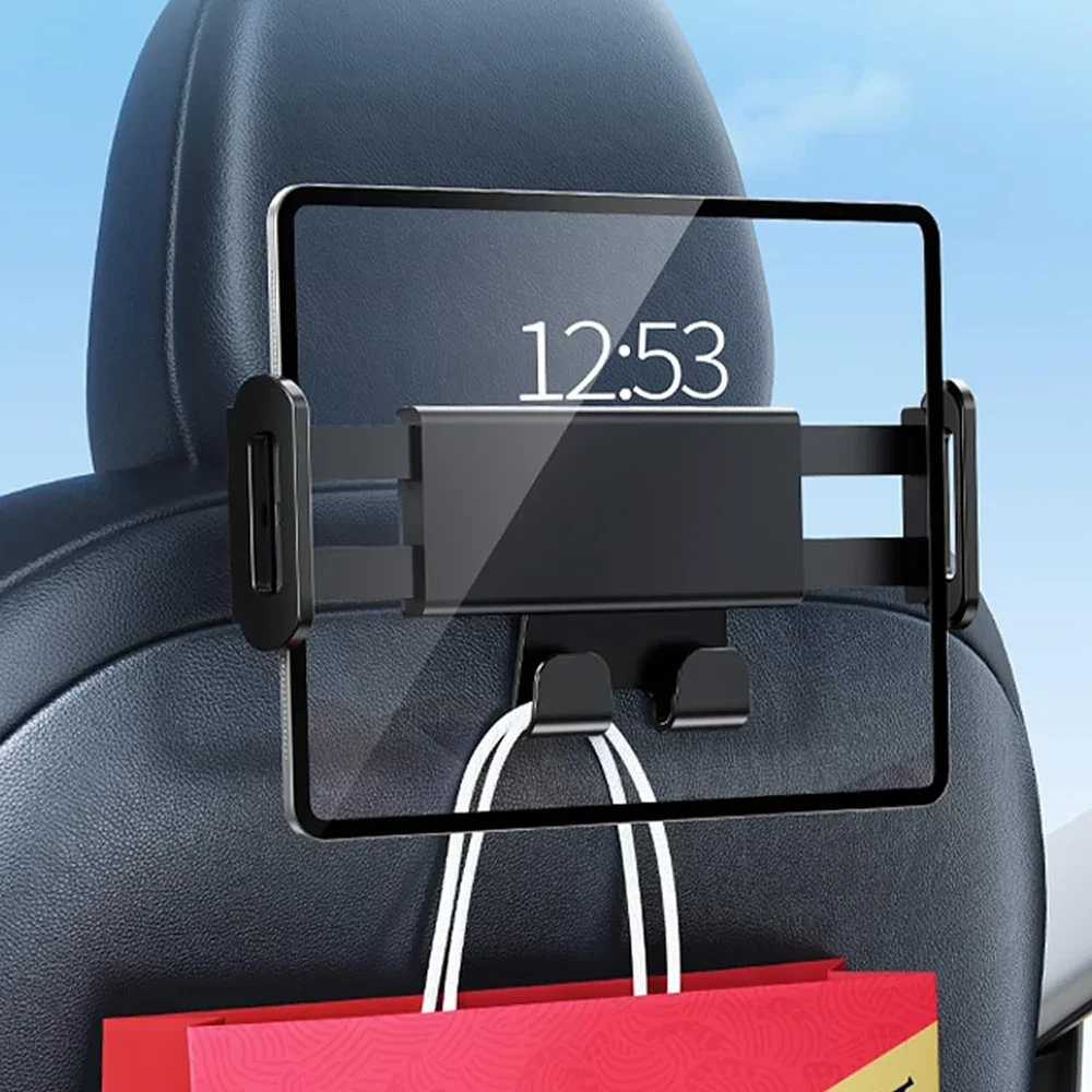 For Tesla Model 3/Y Back Seat Phone Holder with 2 hooks 360° Rotate Stand Auto Headrest Bracket Support For Tablet PC iPad Mini image 2