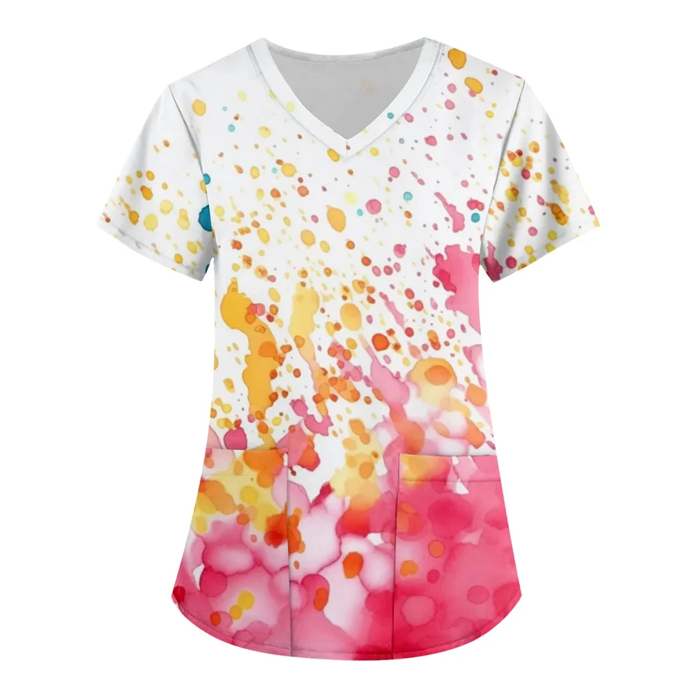 Dames T-shirt V-hals Tops Valentijnsdag print Shirt Zak Vrouwen Ziekenhuis T-shirt Thanksgiving Tops Verpleegster Uniform T-shirt