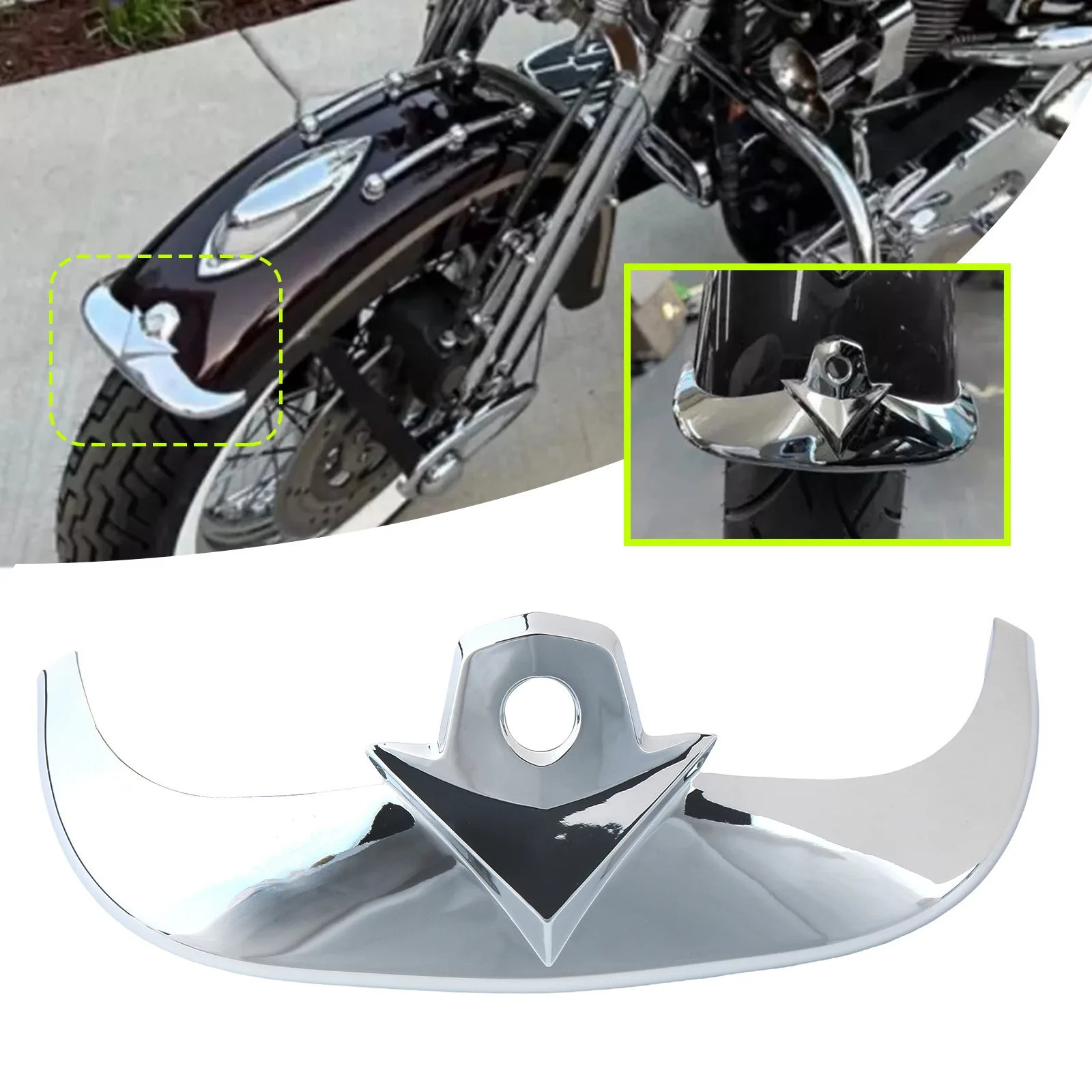 Chrome Front Fender Tip Trim For Harley Softail Heritage Springer