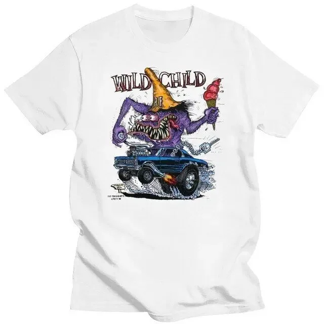 Wild Child RatFink T-Shirt Short Sleeve White Print Front H1509