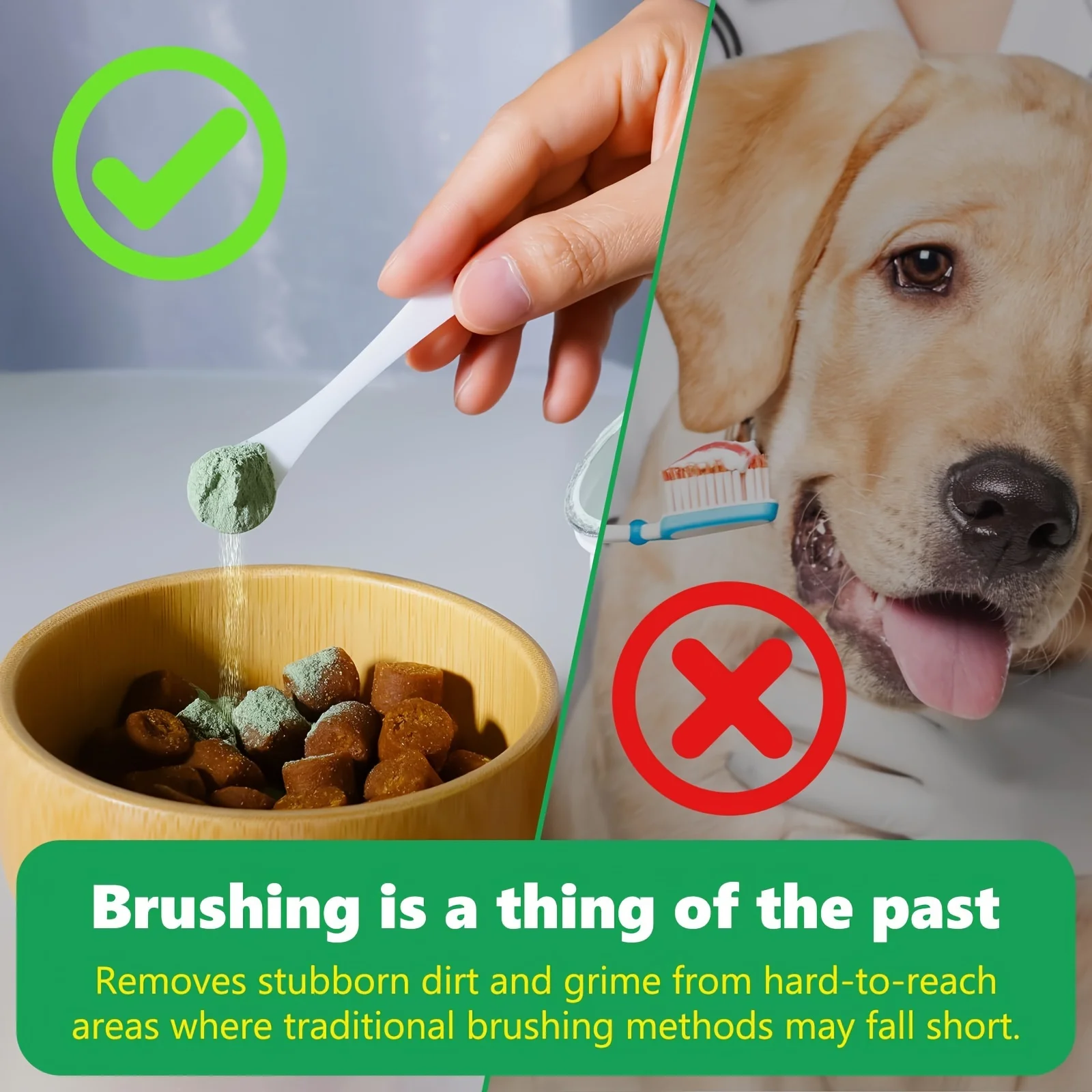 Polvo para limpieza de dientes de mascotas, limpieza bucal, nuevo mal aliento, los perros pueden comer piedras para limpiar los dientes, polvo para limpiar los dientes