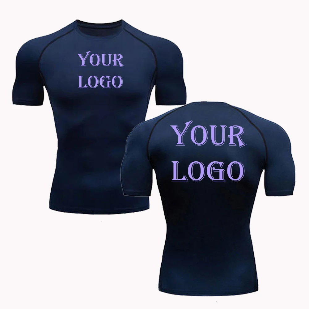 Brand Custom Printed Compression Tshirts for Men You Own Design Short Sleeve Gym Workout Quick Dry Athletic T-Shirt Running Tops