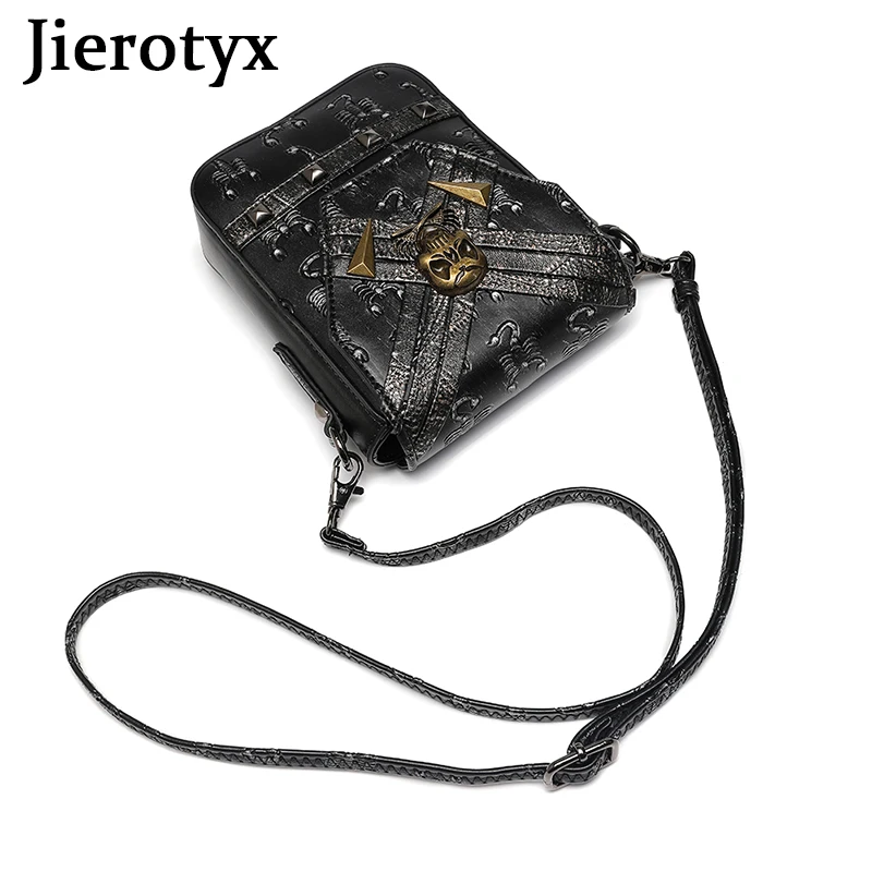 JIEROTYX Mini Crossbody Bag for Women Vintage Shoulder Bag Cell Phone Purse Skull Gothic Bags Handbag Cellphone Wallet Purse