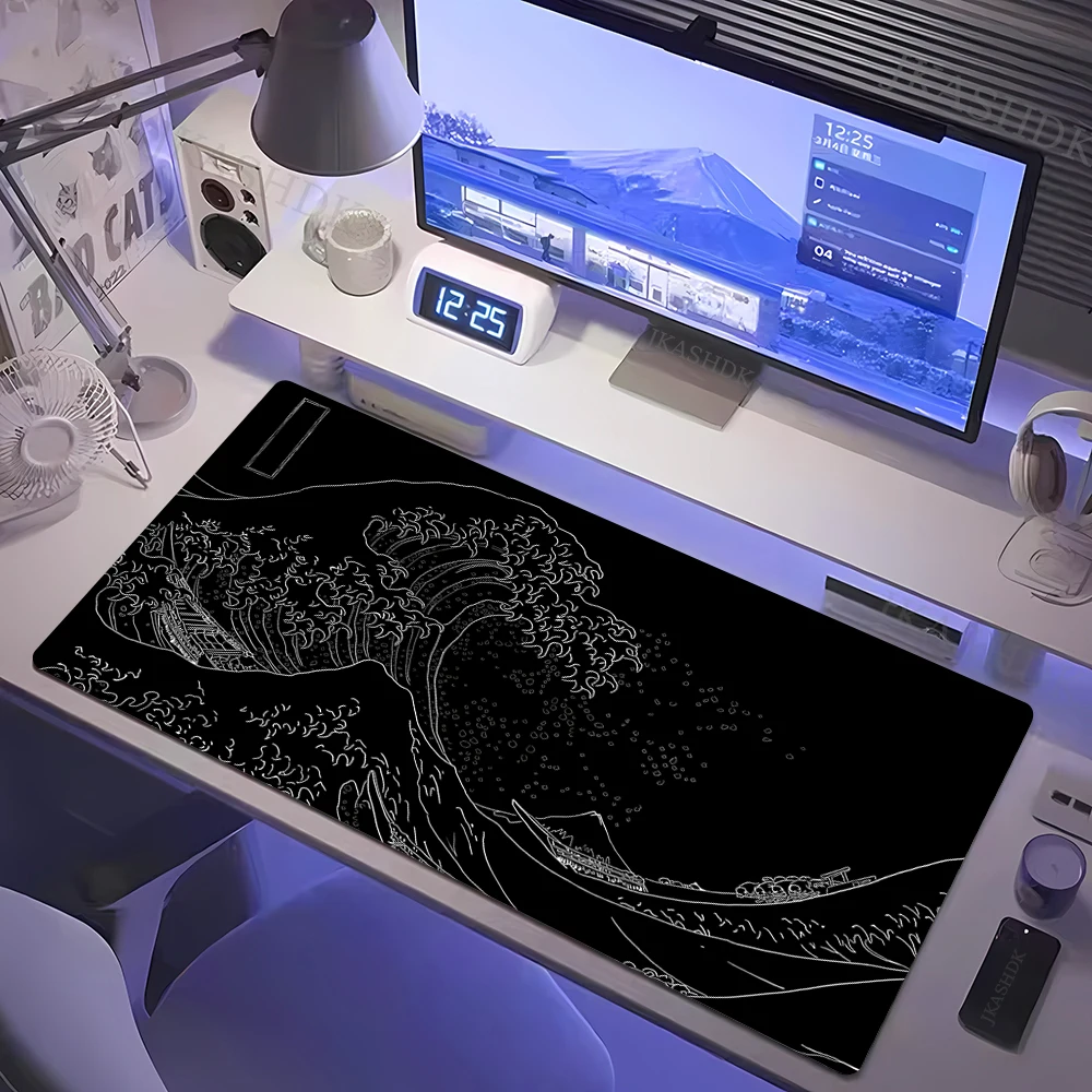 Large Mousepad Japan Great Wave Mousepads Keyboard Mat Deskpad Pc Game Desk Mats Company Mouse Pad Minimalist White Mouse Mats
