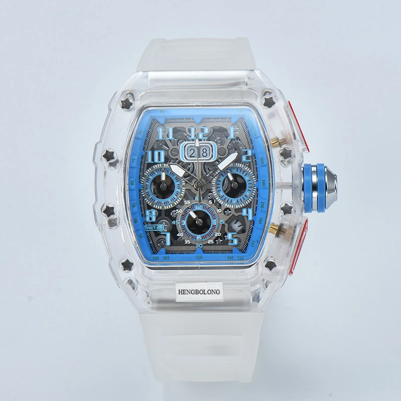 2025 بقعة جديدة، ساعة كوارتز مجوفة منقوشة ثانية متعددة الوظائف بستة دبابيس، ساعة للجنسين