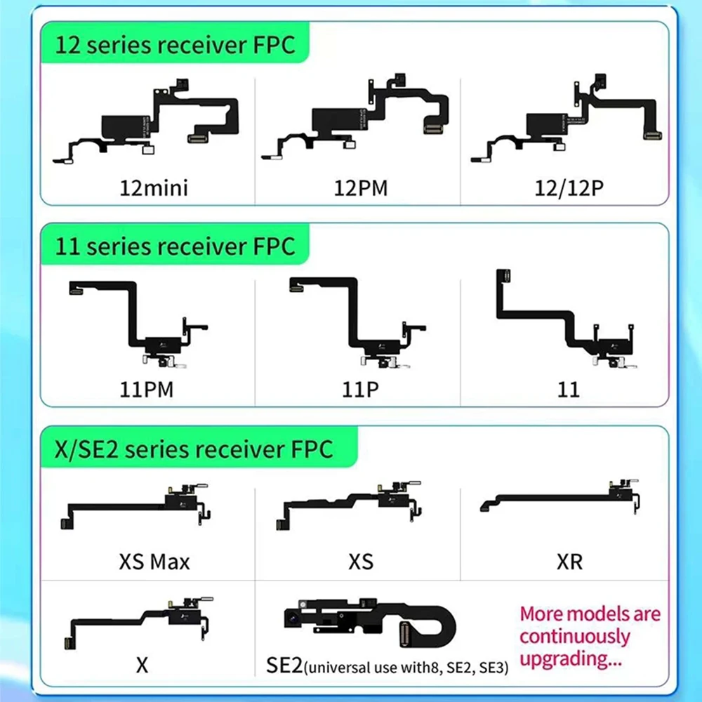 JC V1SE JCID Receiver FPC Earpiece Recovery Flex Detection Board For iPhone XS 11 12 Pro Max 13 15 True Tone Face ID Repair Tool