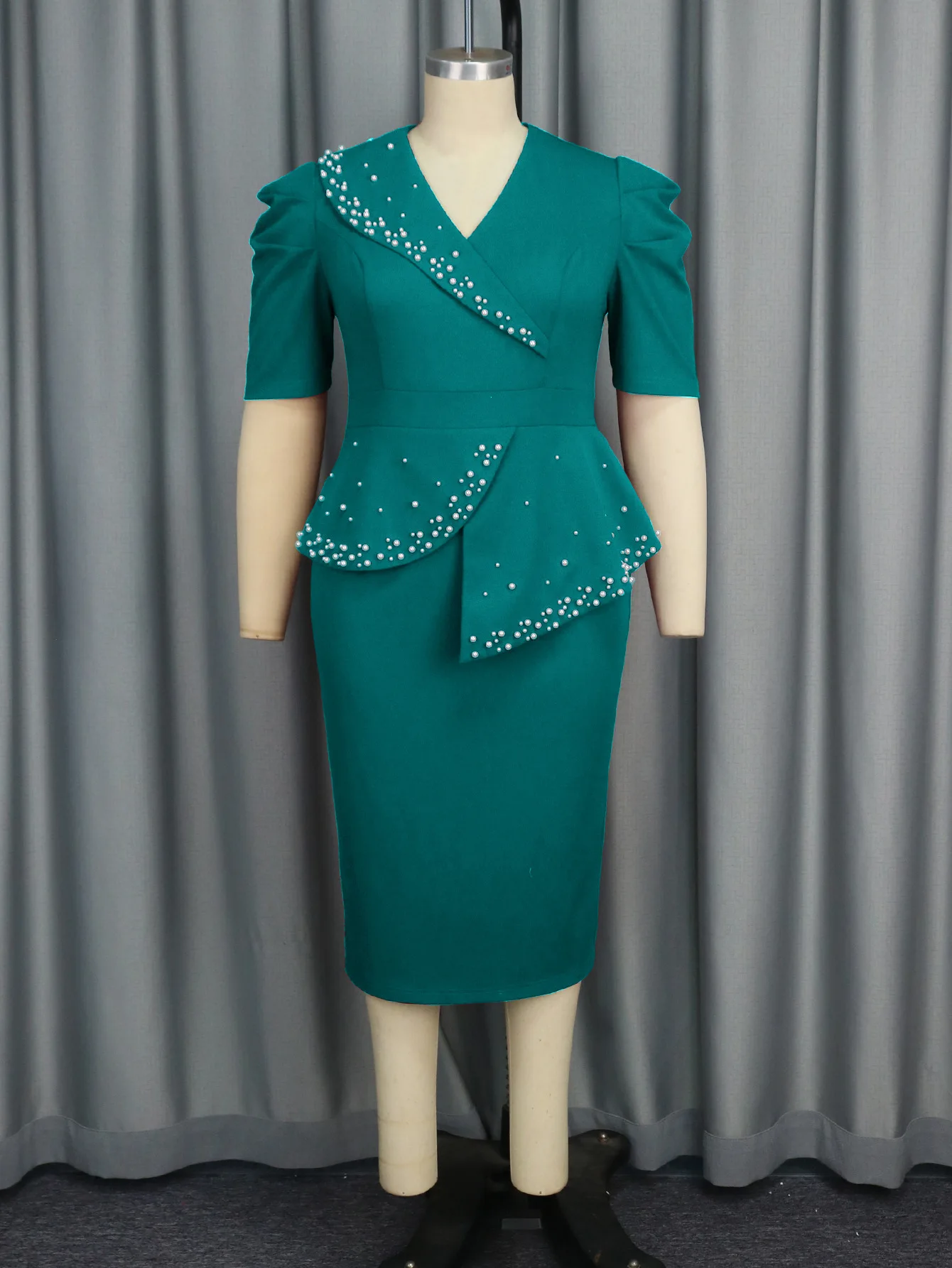 플러스 사이즈 엄마 결혼식 연회 드레스 프릴 배꼽 커버 슬리밍 하이 엔드 드레스 여성 드레스 드레스 가운 베스 티드 여성 우아한