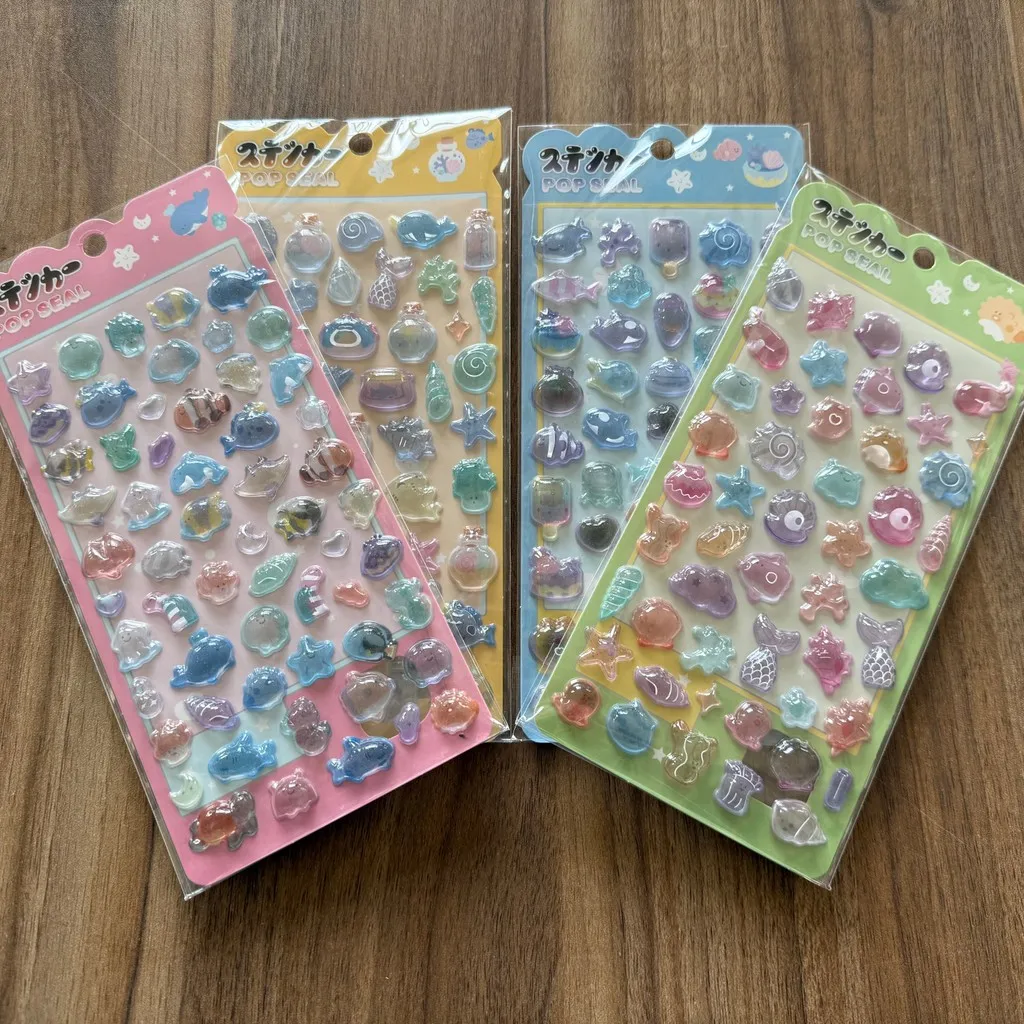 

Cute 3D Crystal Pop Seal Stickers - 4 Sheets Pack - Kawaii Stationery for Scrapbooking & Journaling AnimeWorlds Store