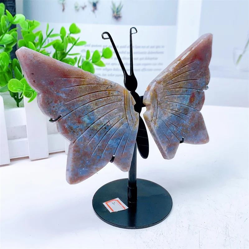 Natural Ágata Borboleta Asas para Crianças, Escultura Em Cristal, Artesanato De Pedras Preciosas, Presente De Aniversário Decorações, Presente, 1 Par