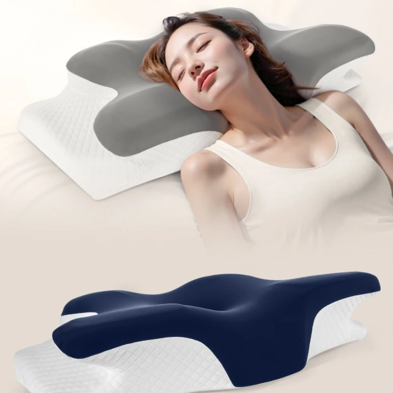 

Butterfly shaped memory pillow for cervical spine repair without collapse, neck protection pillow, memory pillow