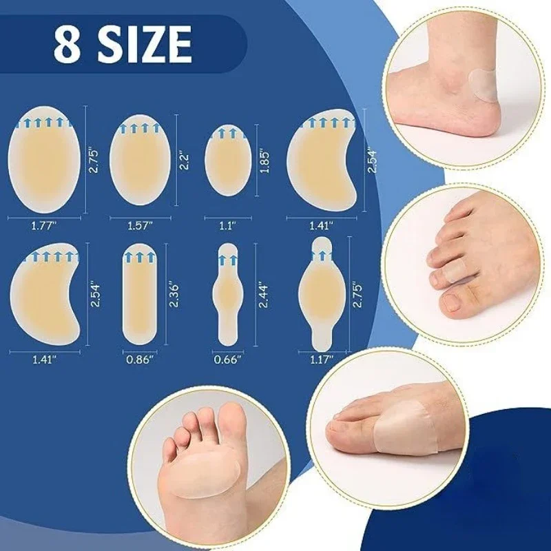 Protetores de Calcanhar em Gel, Adesivos para Cuidados com os Pés, 5 Peças/Conjunto, Almofadas Adesivas para Bolhas, Forros Hidrocoloides para Calcanhar, Adesivos para Sapatos, Alívio da Dor, Curativo