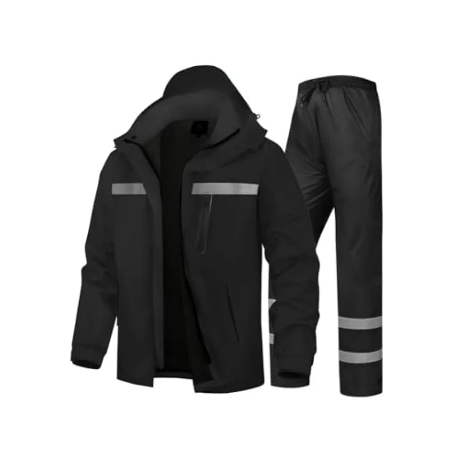 

Men's Rain Suit High Visibility Reflective Work Rain Jacket Pants for All Sport Farm Fishing Motorcycle
