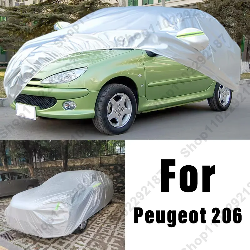 

Для Peugeot 206 уличная защита, полный автомобильный чехол, снежный чехол, солнцезащитный козырек, водонепроницаемый, пылезащитный, внешние автомобильные аксессуары