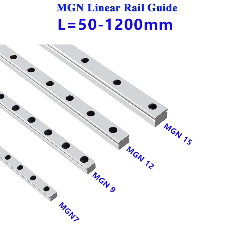 MGN Linear Rail Guide MGN7 MGN9 MGN12 MGN15 Miniature Linear Rail Length 100mm-1000mm Without Block for CNC 3D Printer Parts
