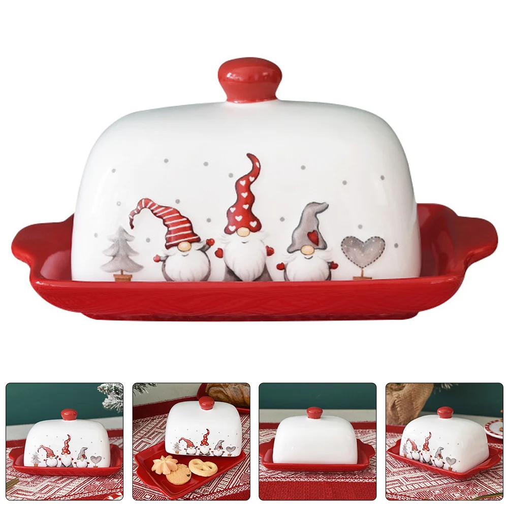 

Ceramic Butter Dish Lid Christmas Style High End Taste Easy Gift Friends Family Ceramic Butter Dish with Lid