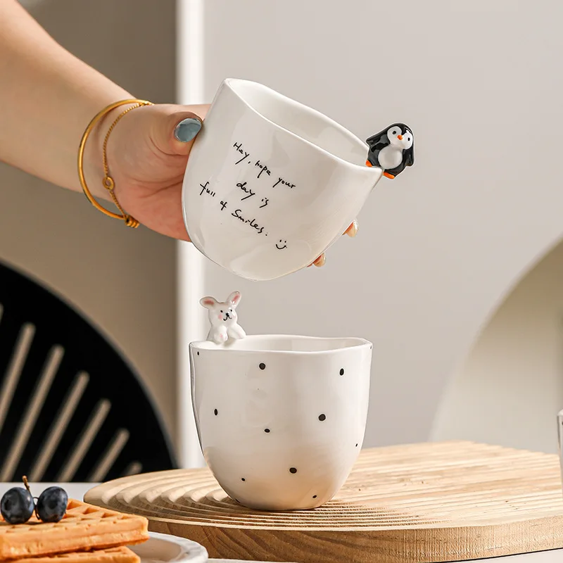 Cartoon dier handgegrepen beker keramische koffiemok schattig creatief paar melktheekopjes met geschenkdoos huishoudelijk drinkgerei theeservies