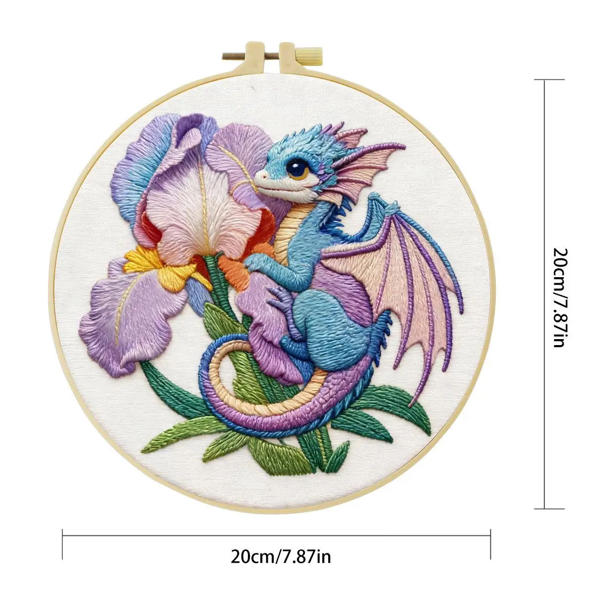 1 Stück 20X20CM/15X15CM 7,87/6,3 Zoll Drachen-Stickerei-Starter-Kit DIY-Kit DIY-Stickerei-Set für Anfänger – Detail 4