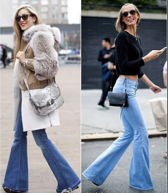 

Retro Sle Bell Bot Jeans mid Waist Slimming Denim Long Pants Women's Spring Summer Faion Street Scenic Detail