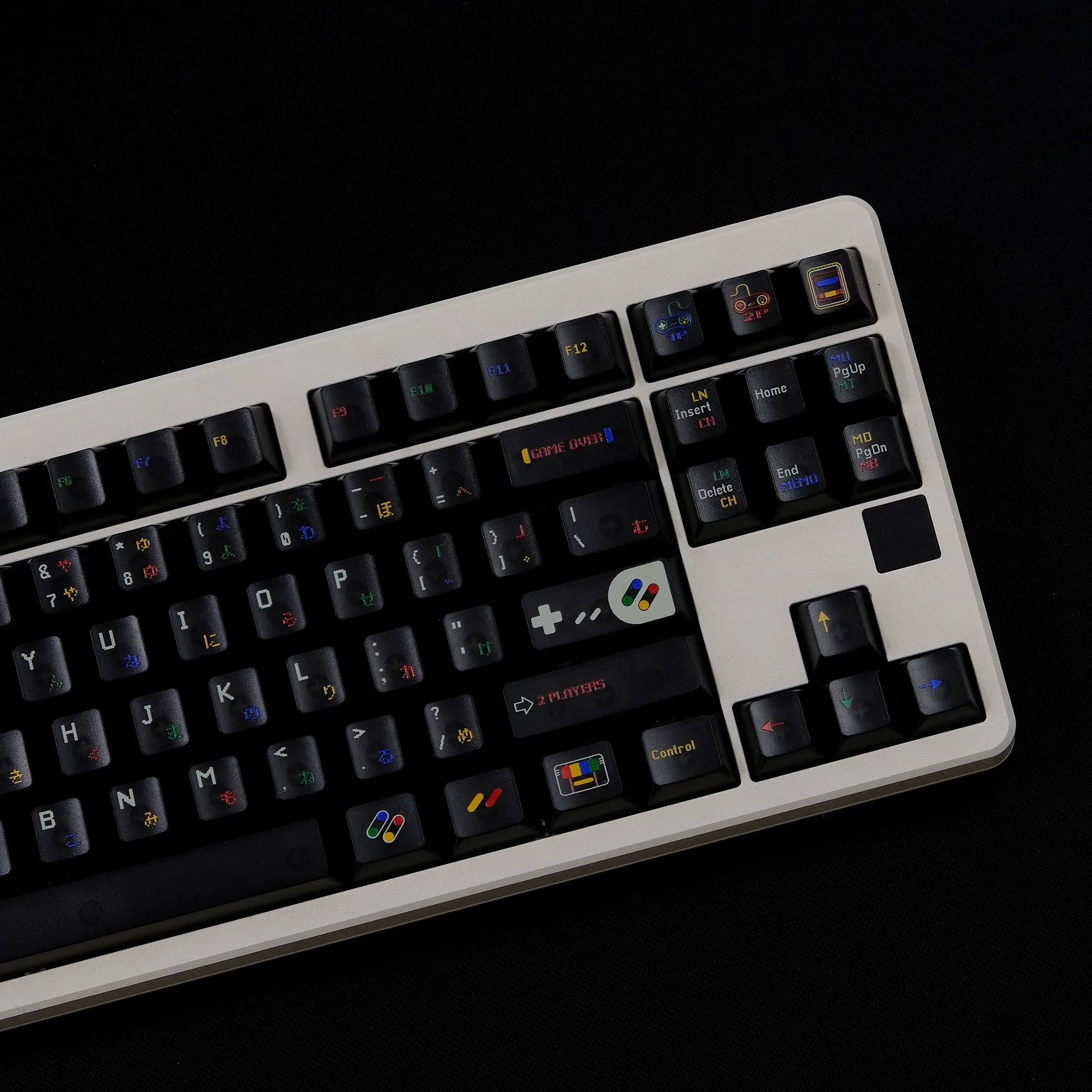 SFC Cherry Keycaps ABS UV Printing Aifei 122 Keys Cherry Profile Split Alice Layout Black No Pad For Mechanical Keyboard