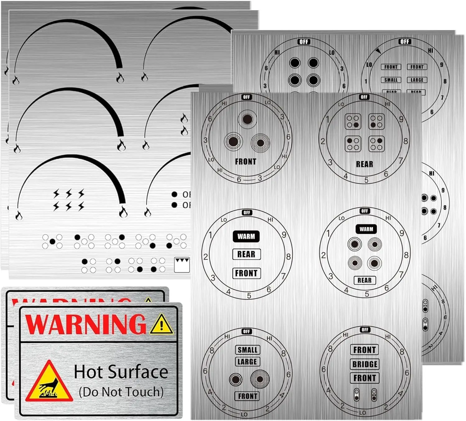 Stove Dials Stickers for Burner Cook Top Hob Cooker 38 Pcs Silvery-Metallic Stovetop Knob Symbols Decals Electric Range Knob Kit
