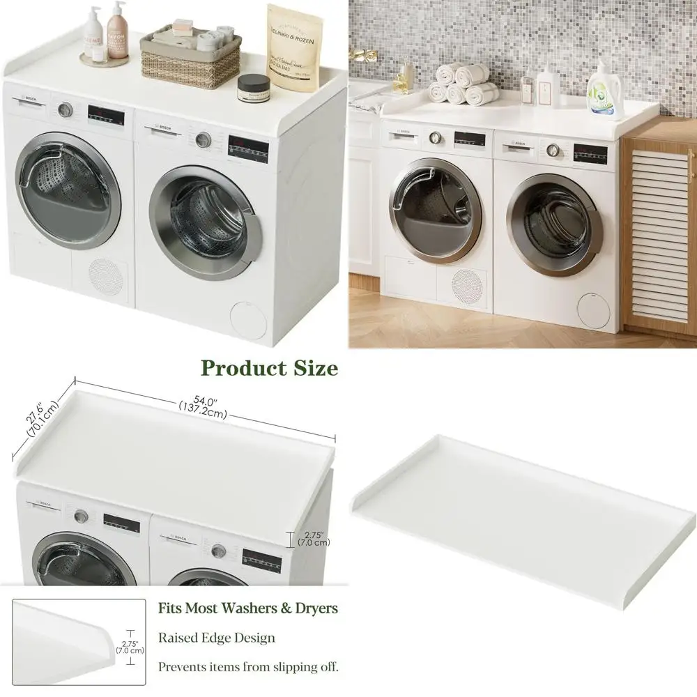 

Laundry Room Wooden Countertop for Washer & Dryer, 27.6 x 54, White