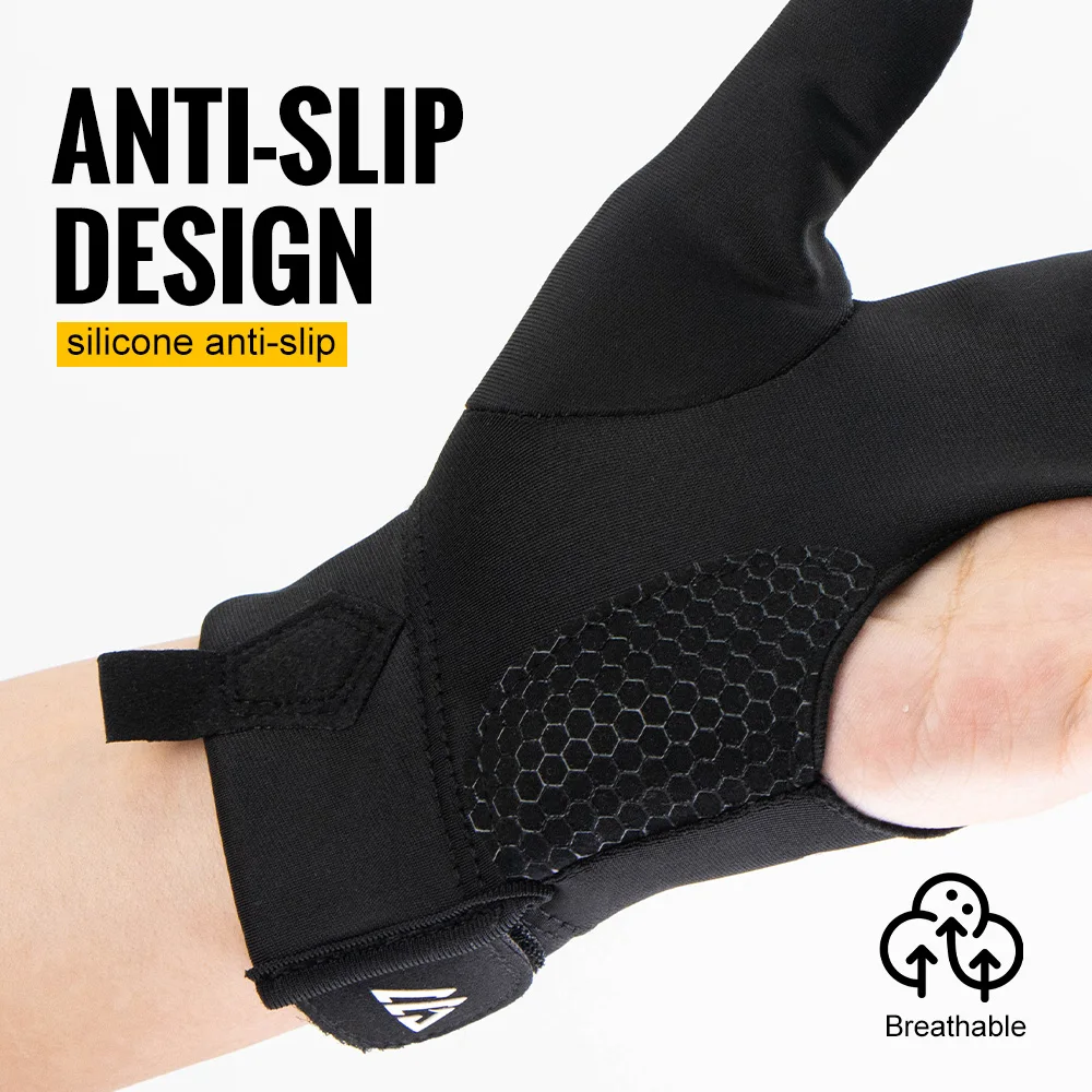 WRELS 1pc Guanto da biliardo professionale Guanto da biliardo ad alta elasticità con 3 dita Guanto da biliardo regolabile antiscivolo traspirante