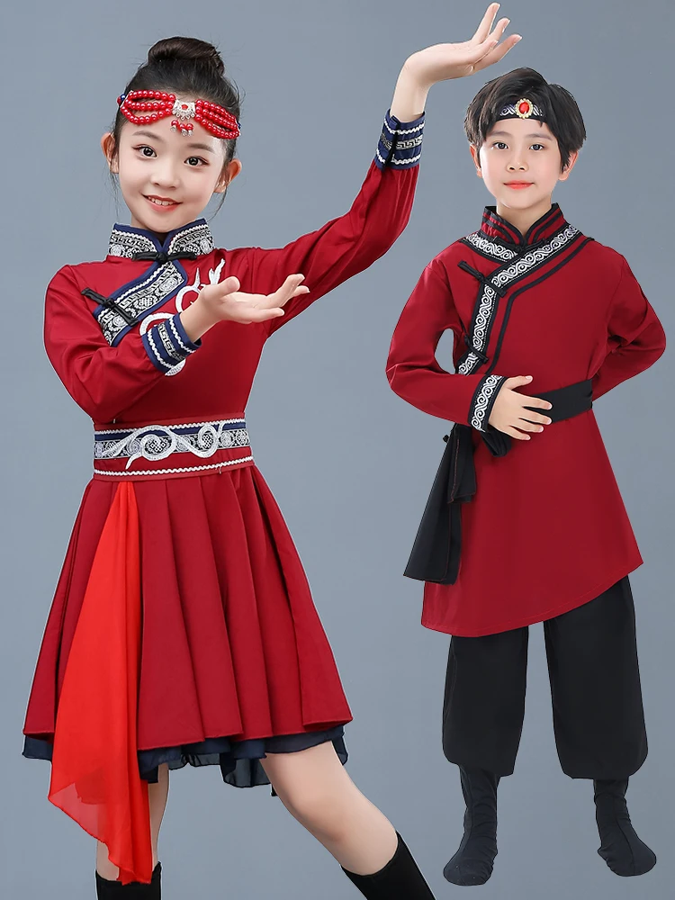 

Children's Mongolian Dance Performance Clothes Summer Sle M Fem Ethnic Mongolian Children's Outfits ba Riding