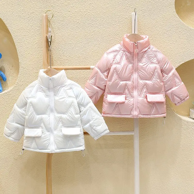 

Winter Children's Cotton Clothes Girls' Casual Hooded Cotton-Padded Jacket Keep Baby Warm Short Disposable