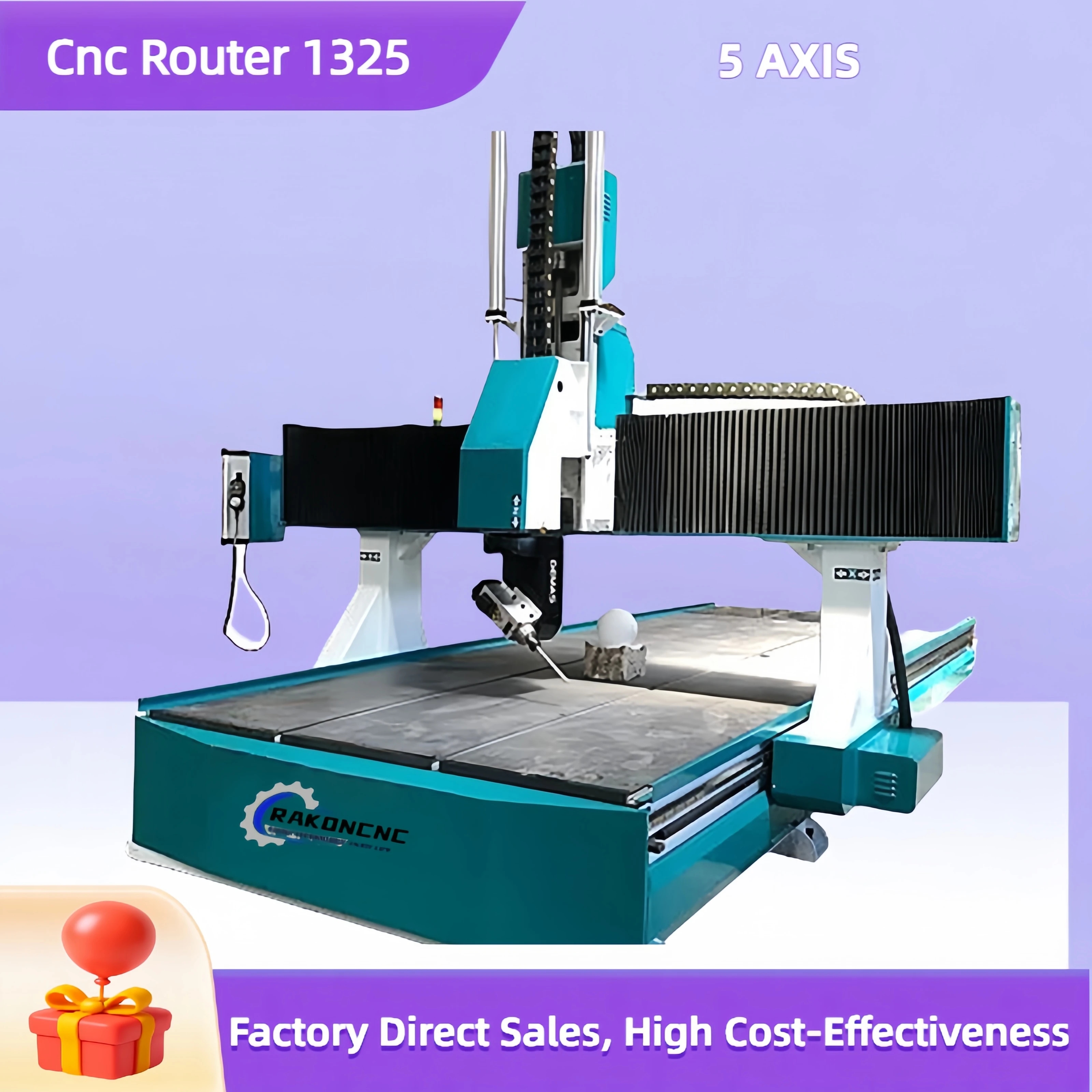 5 Axis Competitive Price Wood Design 3d Wood Cutting Machine 4 Axis Statue Making 1325 Cnc Router with Rotary Device for Sale