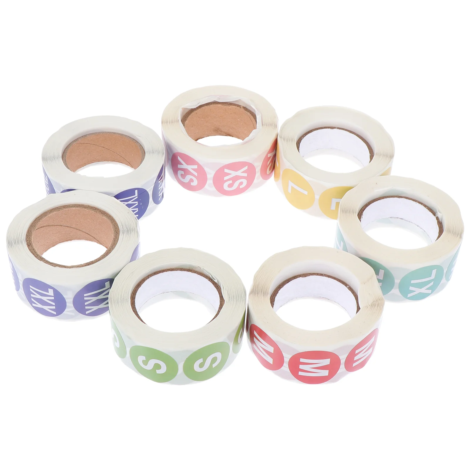 7 Rolls Clothing Size Stickers Workout Dot Paper Large Round Tabs Label Marking Tag The Circle